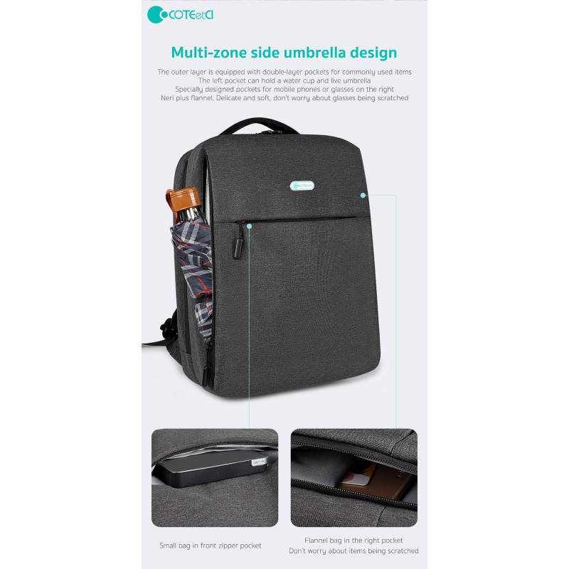 کوله پشتی لپ تاپ کوتتسی مدل NoteBook Multi-Functional Backpack Hemp 14011-HG مناسب برای لپ تاپ 16 اینچی