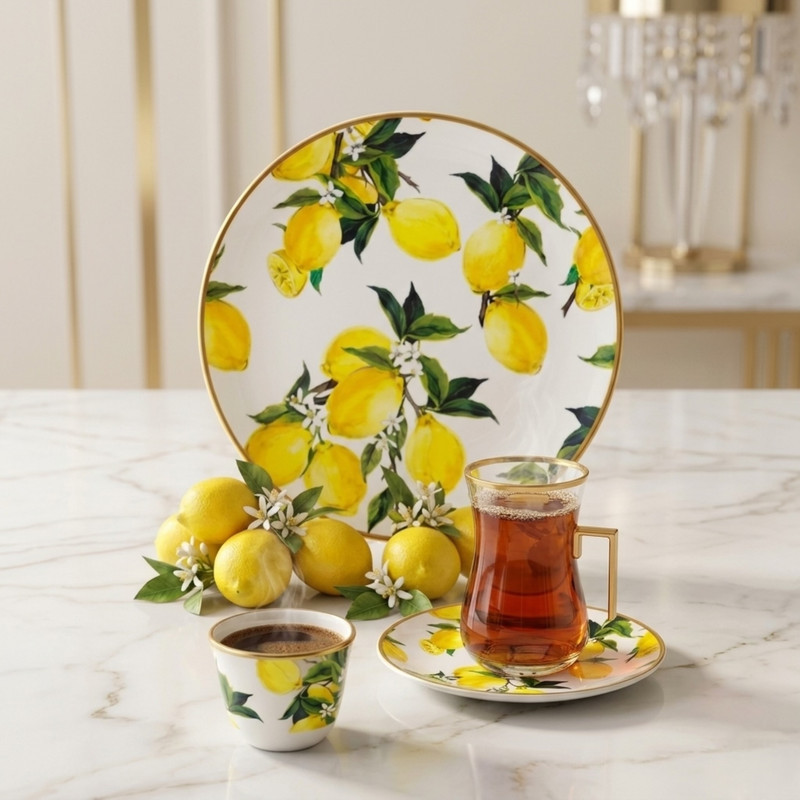 سرویس صبحانه‌خوری چینی 24 پارچه 6 نفره تویگار مدل Lemon