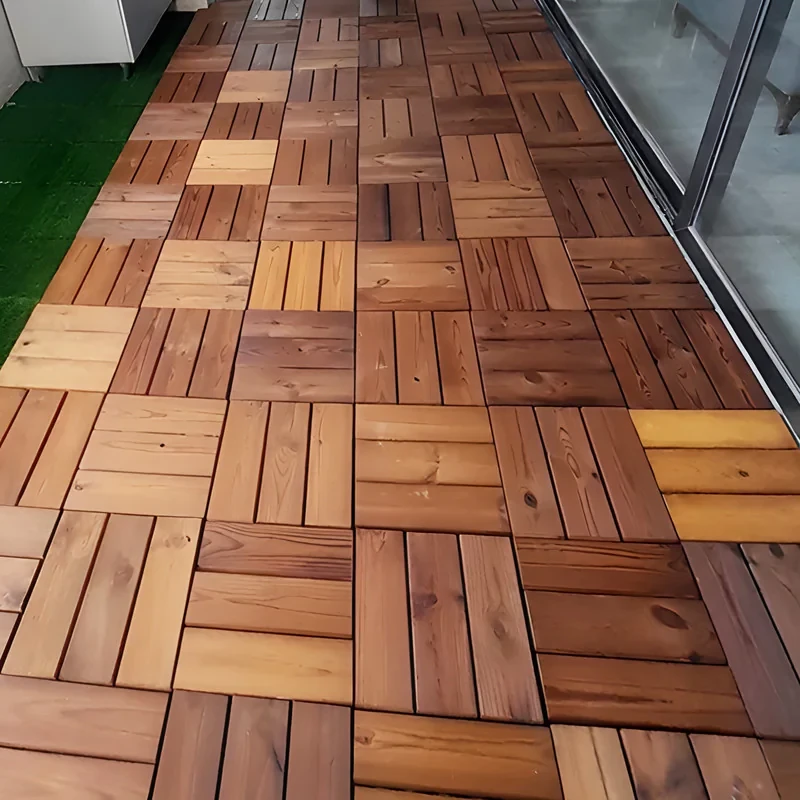 کفپوش مدل تایل ترموود 3 ردیفه سایز 30x30 سانتی متر