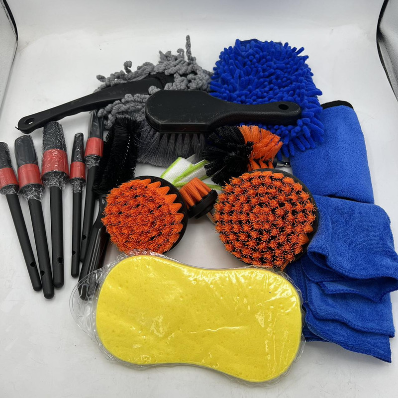 ست فرچه و برس شست و شو و دیتیلینگ خودرو مدل Detailing مجموعه 17 عددی