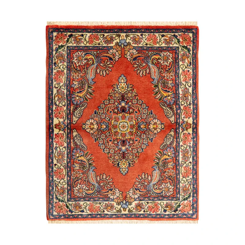فرش دستبافت نیم متری طرح ساروق کد 45P12851 زمینه لاکی