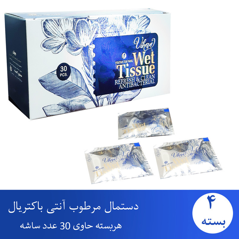 دستمال مرطوب ویهان مدل آنتی باکتریال مجموعه 4 عددی