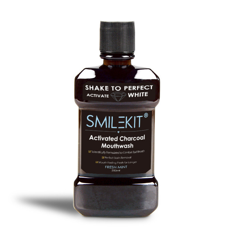 دهان شویه اسمایل کیت مدل Activated Charcoal حجم 250 میلی لیتر