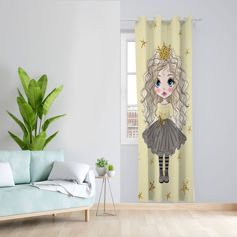 پرده مدل دخترانه مخمل پانچی کد 1003 سایز 140x280 سانتی متر