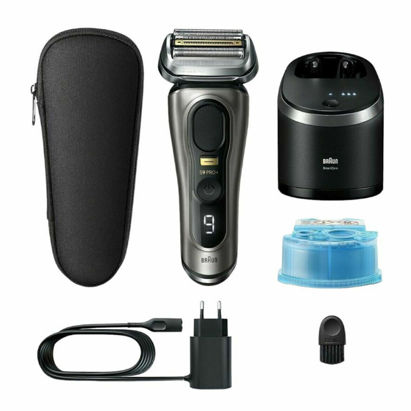 ماشین اصلاح موی صورت براون مدل Series 9 Pro+ 9565cc با 5 تیغه فولاد جراحی، ضدآب و قابل استفاده خشک و مرطوب، باتری لیتیوم یون 60 دقیقه‌ای، سیستم هوشمند نگهداری 6 کاره، شارژ سریع و خط زن Precision ProTrimmer، ساخت آلمان و همراه کیف مسافرتی