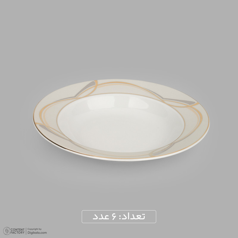 سرویس 20 پارچه چینی دینووا ساینا طرح گرد نسخه 6، قابل شستشو با دست و ماشین ظرفشویی، شامل 6 بشقاب غذاخوری، 6 بشقاب خورش‌خوری، 6 پیش‌دستی، ظرف سرو پنیر و تخته سرو
