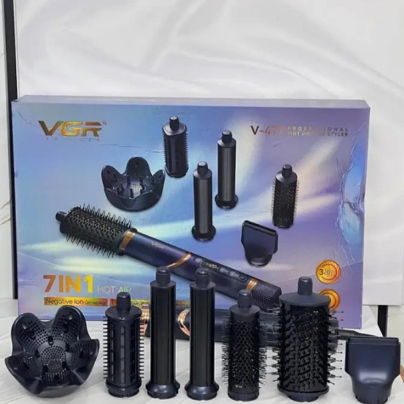 سشوار برس‌دار حالت‌دهنده 1400وات وی جی ار مدل V-477 7in1