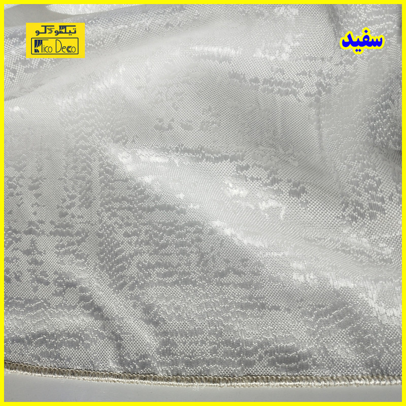 پرده پانچ تیکو دکو مدل حریر کتان ژاکارت طرح محو مدل بدون نیاز به آستر سایز 230 × 140 سانتی‌متر مجموعه‌ 2 عددی