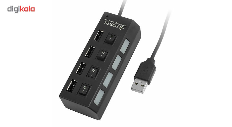 هاب 4 پورت USB 2.0 پورتز مدل HI-SPEED