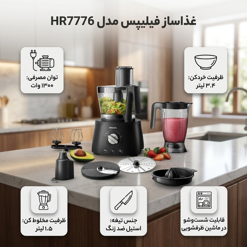 غذاساز 1300 وات فیلیپس مدل HR7776
