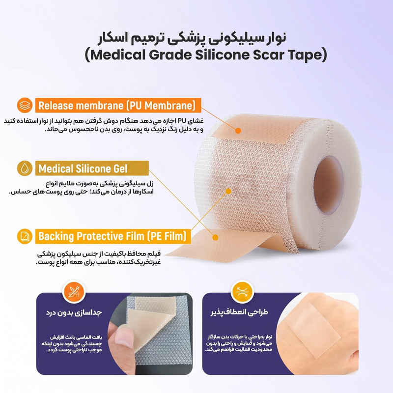 چسب زخم مدل سیلیکون شیت رولی کد S02