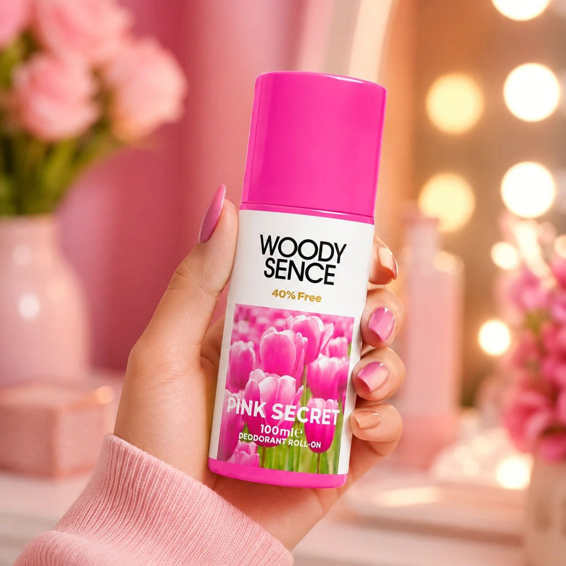 رول دئودورانت زنانه وودی سنس مدل PINK SECRET حجم 100 میلی‌لیتر