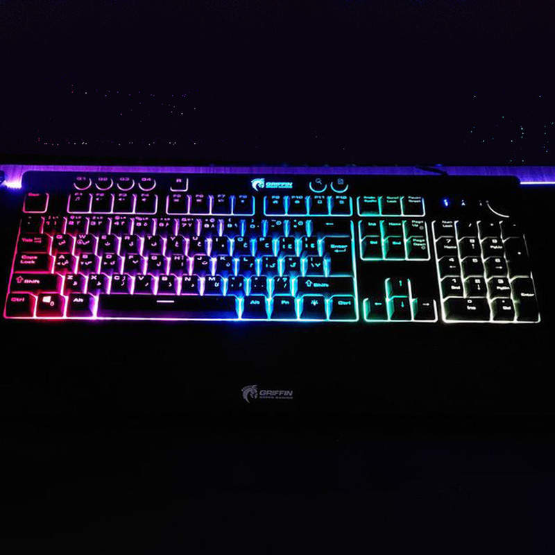 کیبورد مخصوص بازی گرین مدل GK703-RGBسوییچ ممبران ، Full Size، نورپردازی RGB