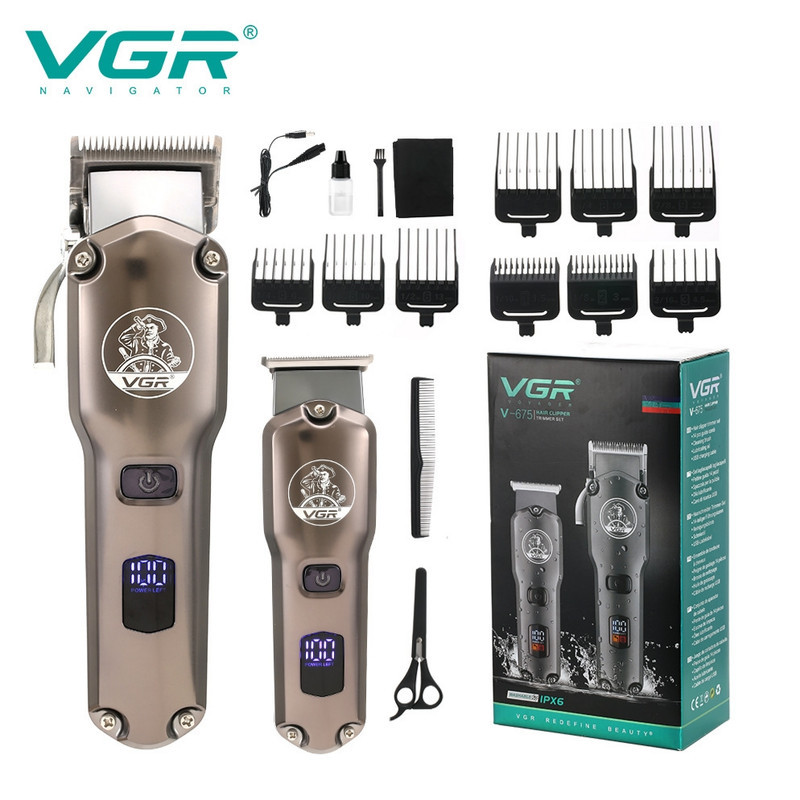 ماشین اصلاح موی سر و صورت وی جی ار مدل V-675 مجموعه 2 عددی