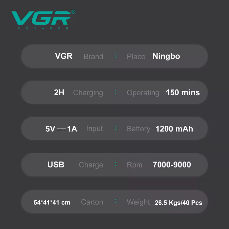 ماشین اصلاح موی سر و صورت شارژی وی جی ار مدل V-308