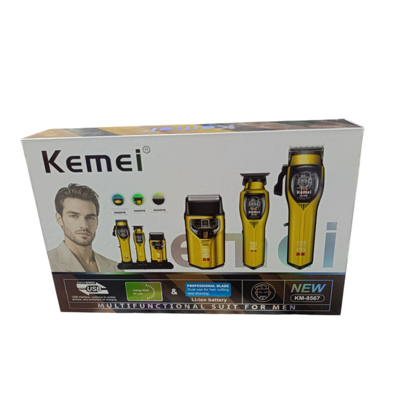 ماشین اصلاح موی سر و صورت شارژی کیمی مدل km-8567 مجموعه 3 عددی
