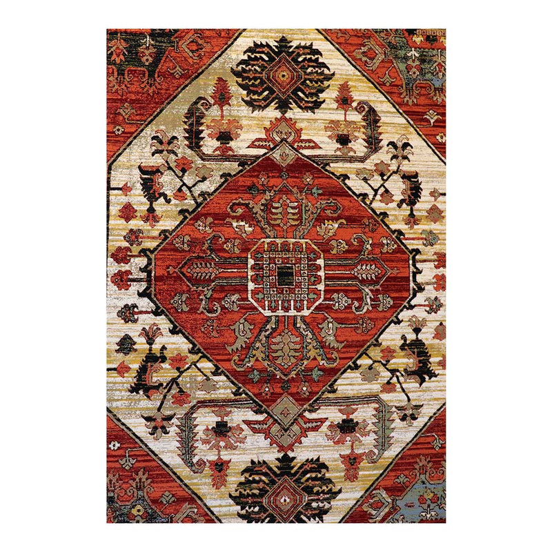 فرش ماشینی 700 شانه زمینه کرم حاشیه کرم مدل شاهکار نوین کد YN-N124-2509