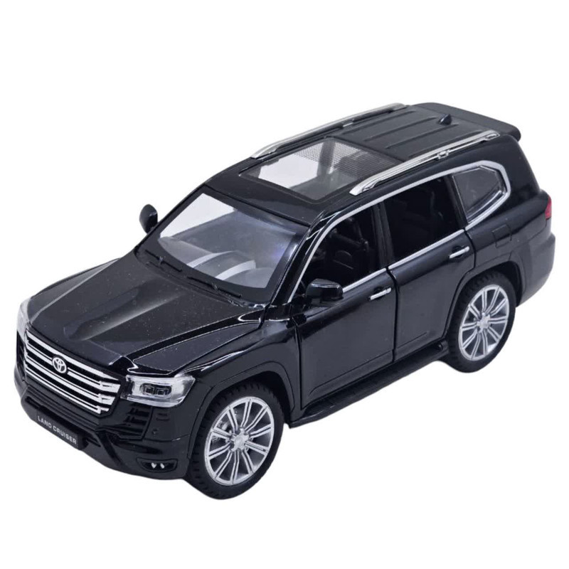 ماکت ماشین فلزی شاسی‌بلند تویوتا لندکروز ناب سل مدل land Cruiser VX با مقیاس 1:24، چراغ LED جلو و عقب، صدای موتور شبیه‌سازی شده، مکانیزم عقب‌کش، درب‌های بازشونده از بغل و بالا، رینگ و تایر لاستیکی