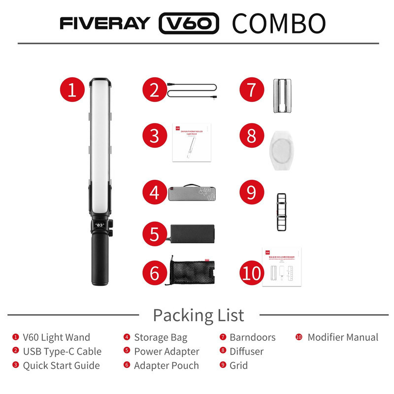 نور ثابت ال ای دی ژیون مدل FIVERAY V60 Combo