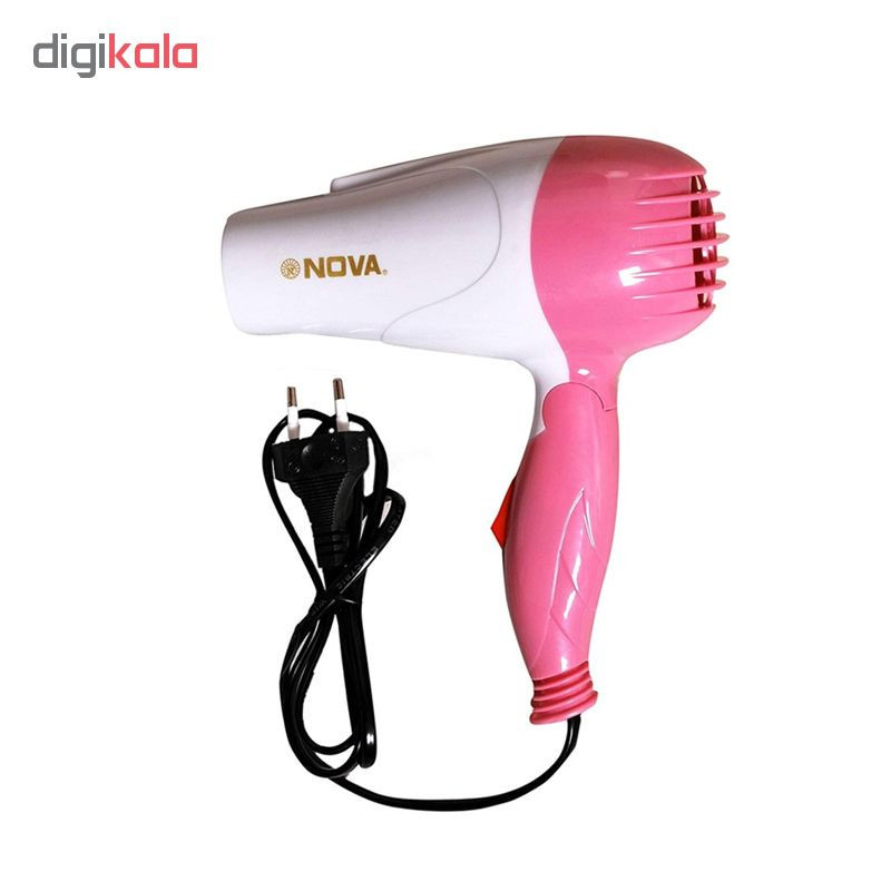 سشوار مسافرتی 1000 وات نووآ مدل NV-1290 کد 104000133، موتور AC، وزن 154 گرم، المنت فلز، با ویژگی پخش یکنواخت گرما