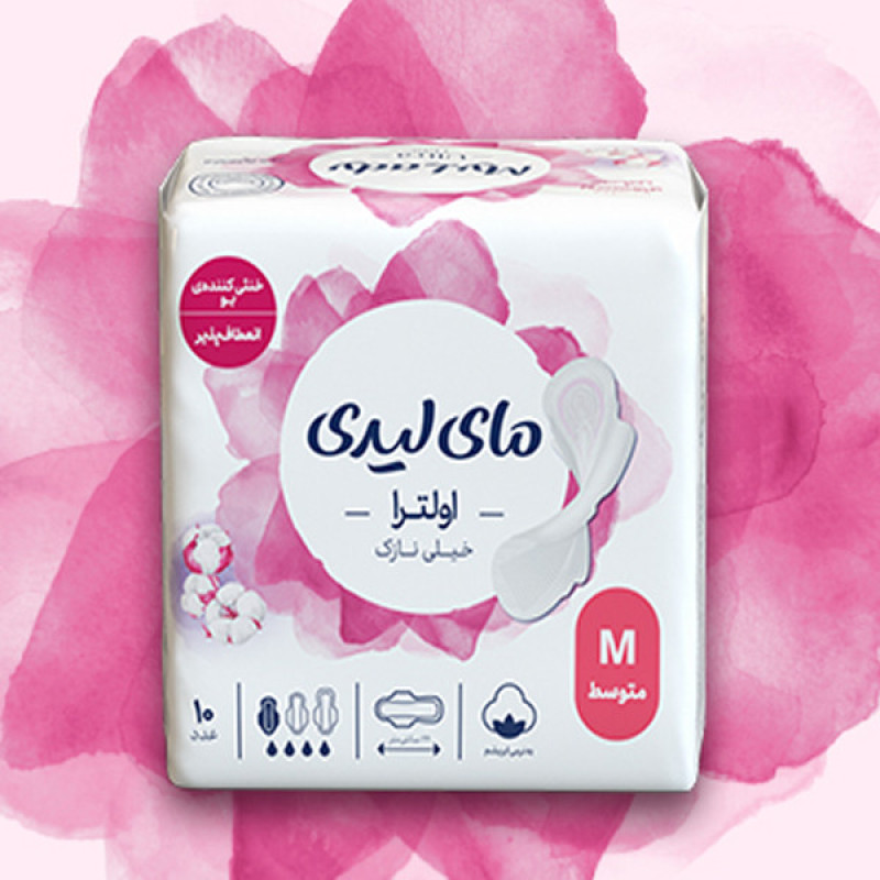 نوار بهداشتی بالدار نازک روز و شب مای لیدی مدل Silky Soft سایز متوسط بسته 4 عددی