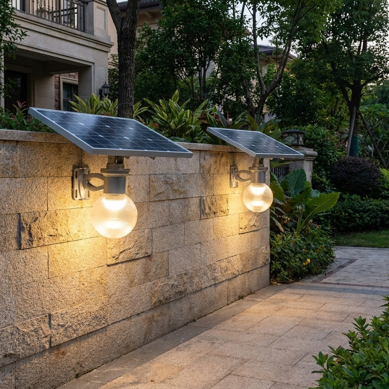چراغ پارکی خورشیدی 12 وات مدل WALL بسته دو عددی