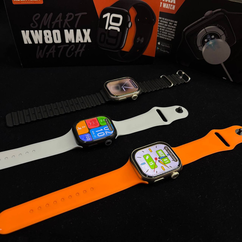 ساعت هوشمند 45 میلی متری مدل KW80 Max با بند سیلیکونی