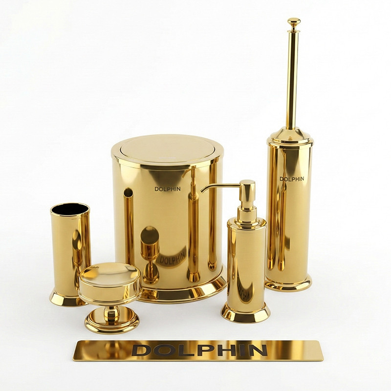 ست سرویس بهداشتی 5 تکه دلفین مدل KH-brass-05-nw