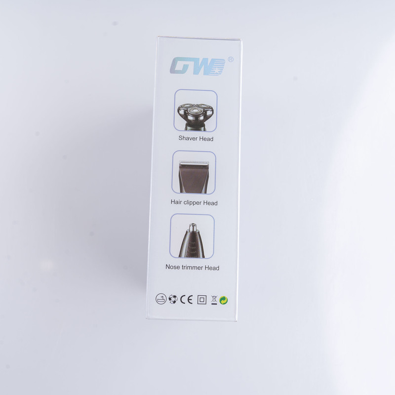 ست ماشین اصلاح موی صورت و بینی شارژی جی دبلیو مدل GW-9936B، اصلاح به صورت صفر زن، خط زن و حجم زن، منبع انرژی با باتری، تکنولوژی اصلاح به صورت برش چرخشی، اندازه اصلاح 0.1 میلی‌متر، مدت زمان شارژ 60 دقیقه و مدت زمان استفاده پس از شارژ 150 دقیقه، ضد آب