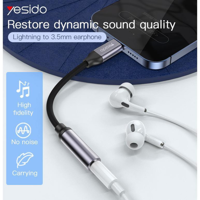 مبدل لایتنینگ به جک 3.5 میلی متری یسیدو مدل YAU21