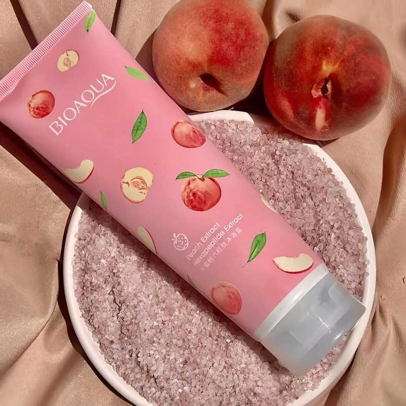 اسکراب لایه بردار بایو آکوا مدل Peach Extract حجم 250 میلی لیتر