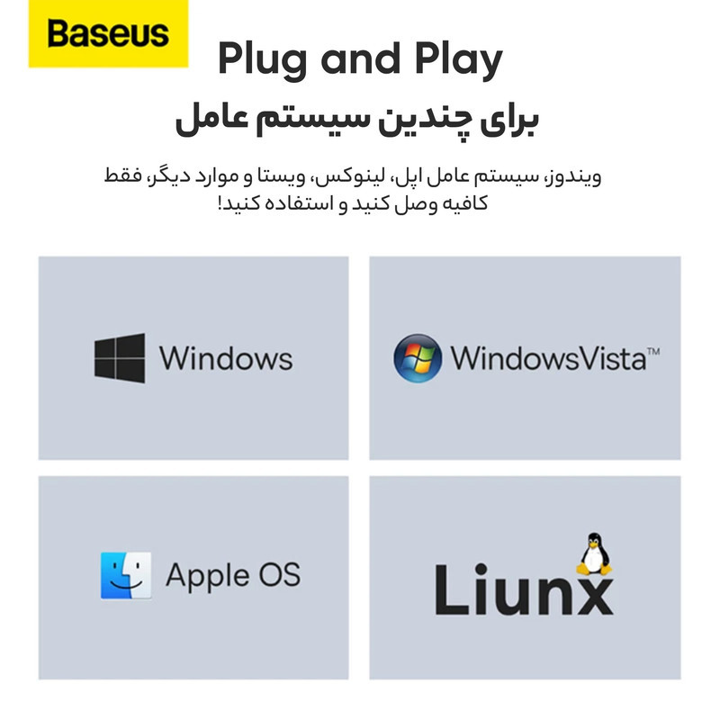 هاب 4 پورت USB -C باسئوس مدل Lite Series - WKQX03040 1m