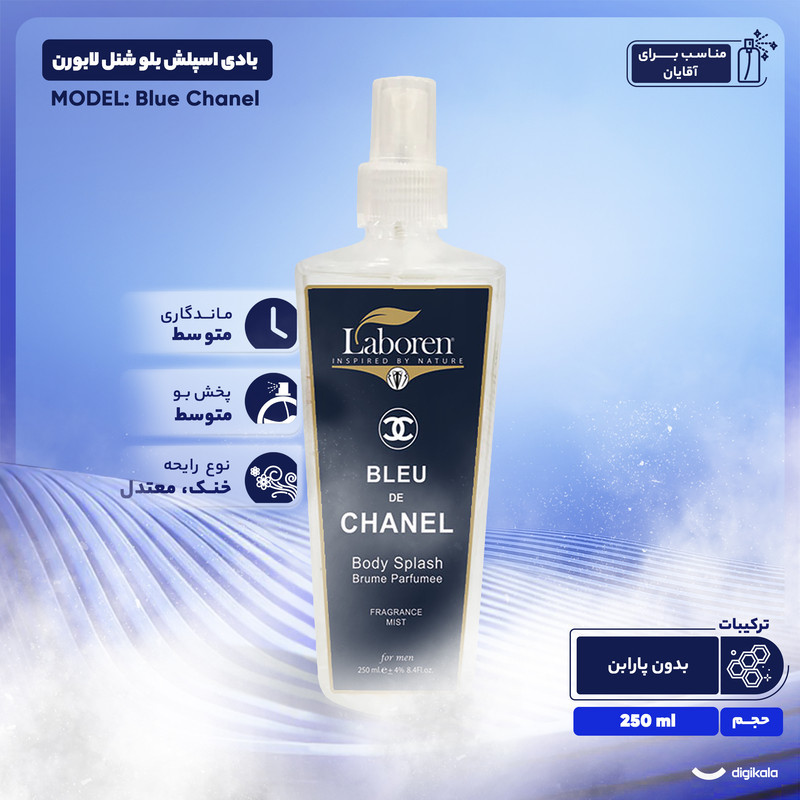 بادی اسپلش بلو شنل لابورن مدل Blue Chanel حجم 250 میلی لیتر