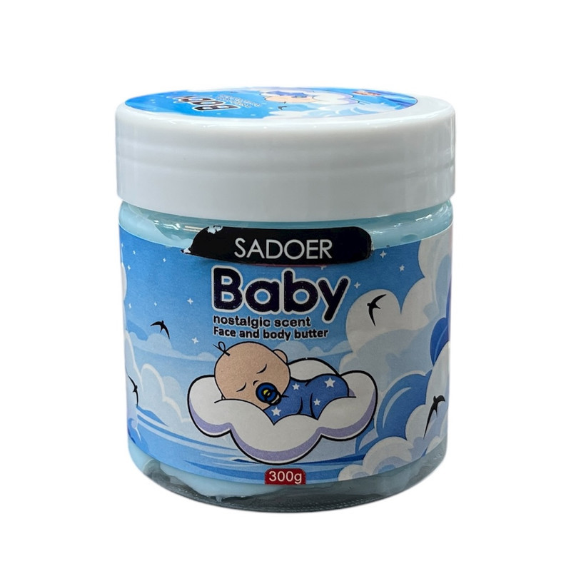 کره بدن سادور مدل Baby 300 گرم کرمی کاسه‌ای مناسب انواع پوست بانوان و آقایان، مرطوب‌کننده، ضد خشکی، ضد اگزما، ضد ترک، جمع‌کننده منافذ و ضد آفتاب‌سوختگی