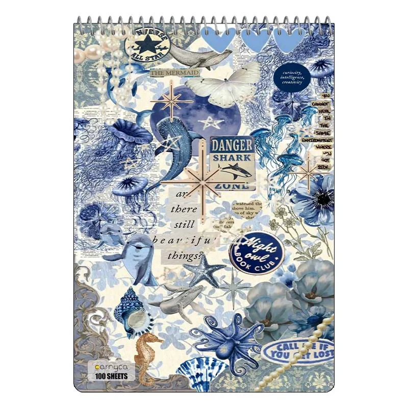 دفتر شطرنجی 100 برگ کارنیکا طرح وینتج اسکرپ بوک Vintage Scrapbook کد 60435
