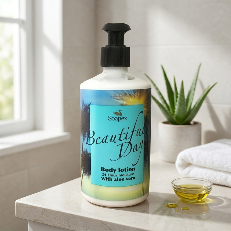 لوسیون بدن سوپکس مدل Aloe vera حجم 350 میلی‌لیتر مرطوب‌کننده و ضد حساسیت با عصاره آلوئه ورا و روغن زیتون، پمپی، مناسب مراقبت و جوانسازی پوست بانوان
