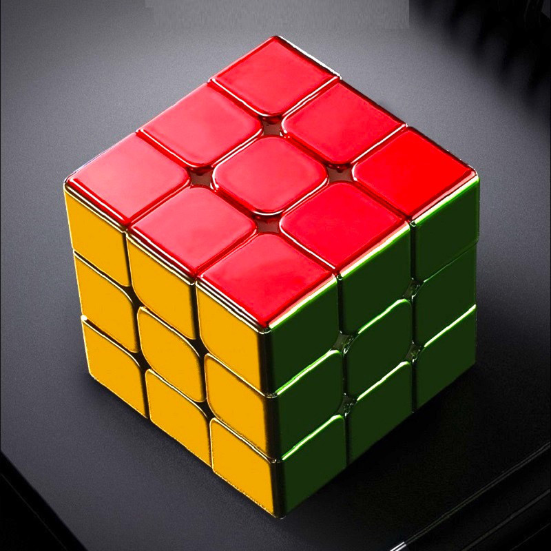 مکعب روبیک فکری 3×3 شنگشو مدل متالیک با پایه و دفترچه راهنما، مناسب آموزش و تقویت حافظه، درجه سختی متوسط، سبک و قابل حمل، بازی تک نفره آموزشی و مهارتی