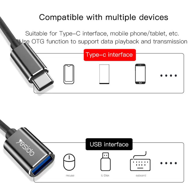 مبدل USB-C به USB OTG یسیدو مدل GS01