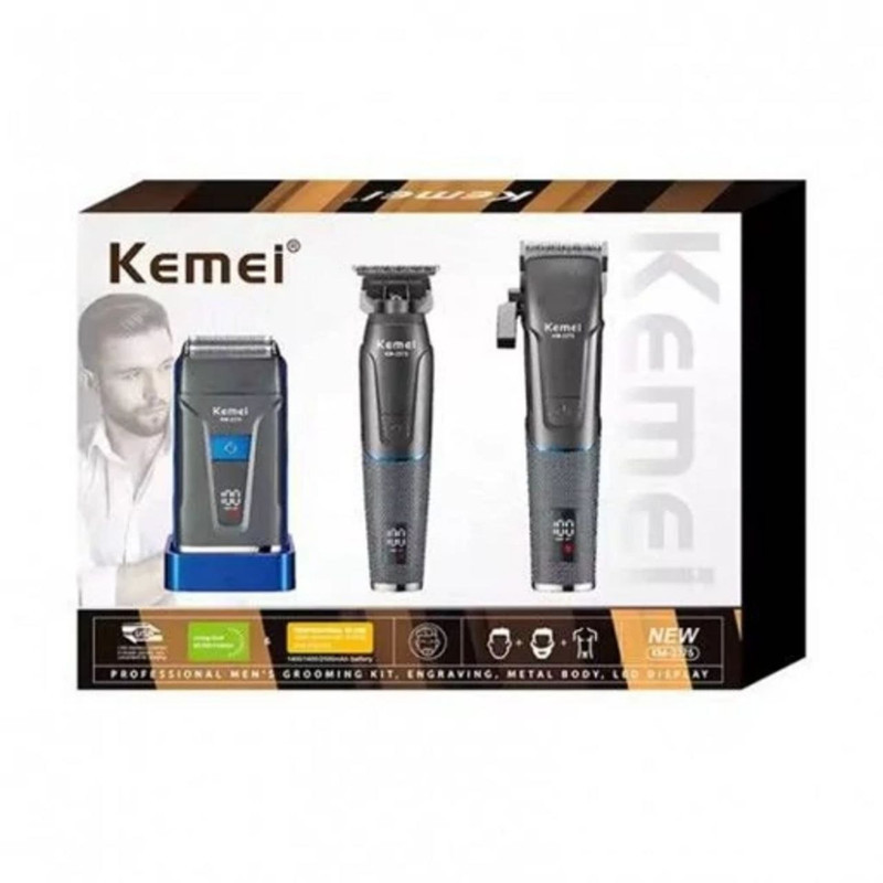 ماشین اصلاح موی سر و صورت شارژی کیمی مدل KM-2375 3in1  مجموعه 3 عددی