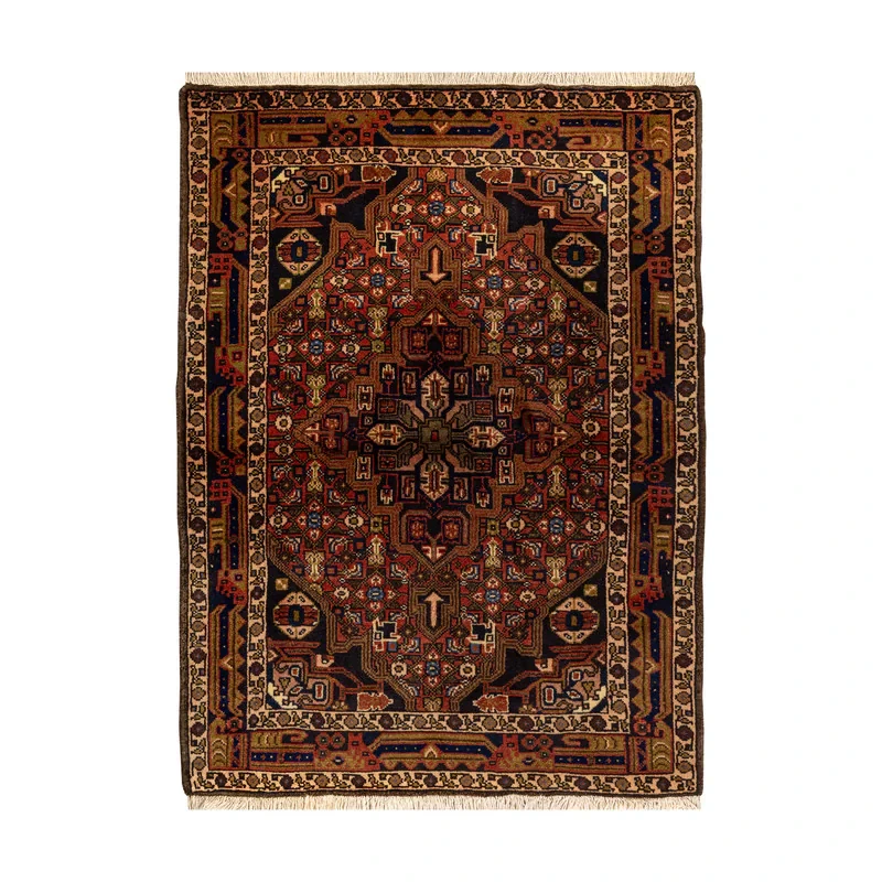 فرش دستبافت 0.79 متری طرح کلیایی کد 45P1117 زمینه لاکی
