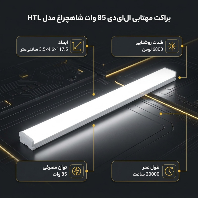 براکت مهتابی ال ای دی 85 وات شاهچراغ مدل HTL