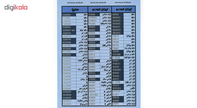ست کامل قلم خشگیر بدنه خودرو ایران خودروان رنگ سفید ایران خودرو کد 29020T