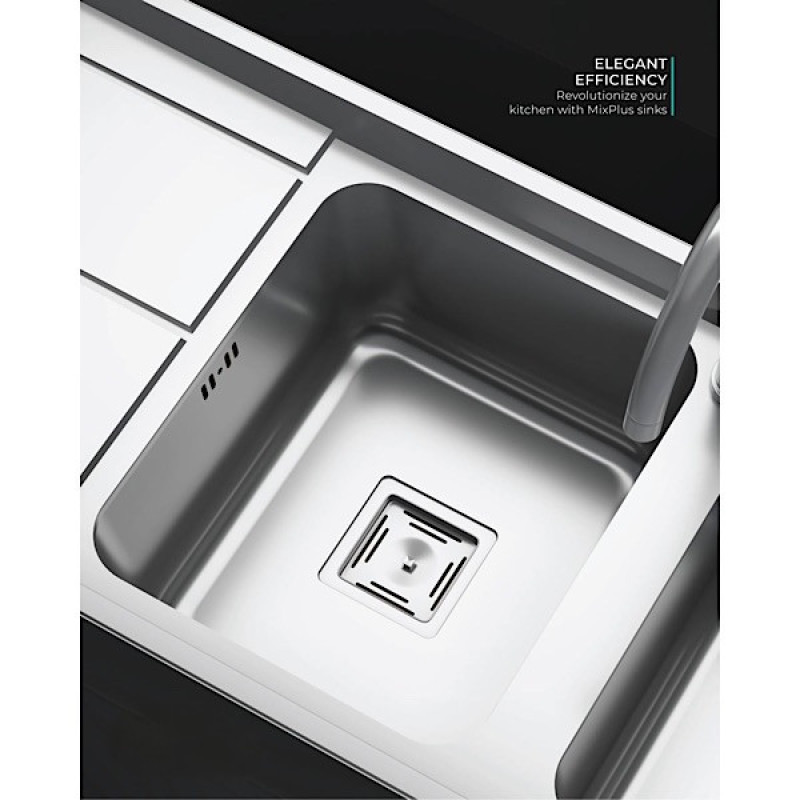 سینک ظرفشویی استیل توکار دو لگنه میکس پلاس مدل 8092-S45
