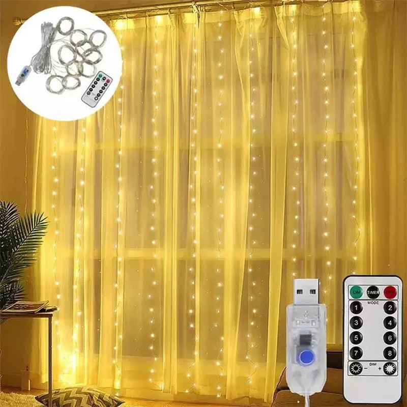 ریسه ال ای دی پرده ای طرح مفتولی 16 آویز طول 3 متر