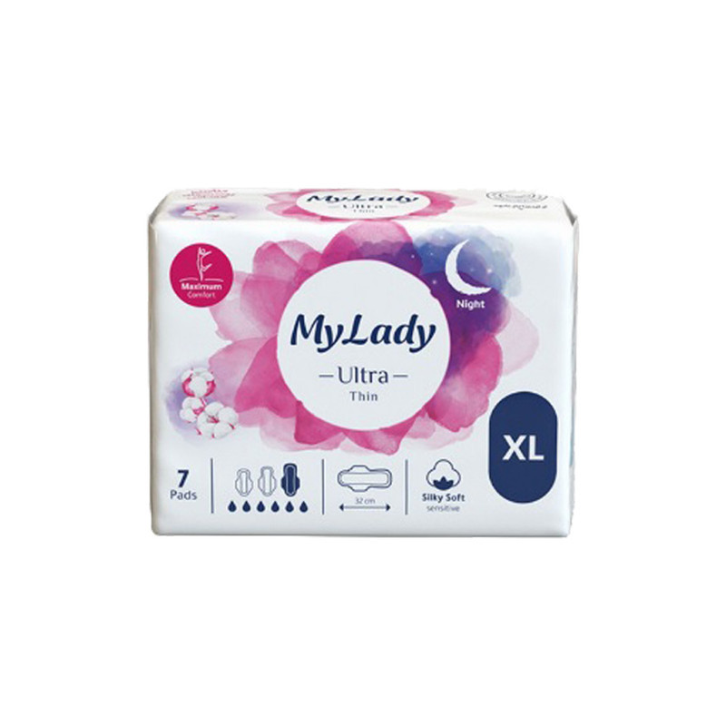 نوار بهداشتی نازک شب مای لیدی مدل Silky Soft سایز خیلی بزرگ دو بسته 7 عددی