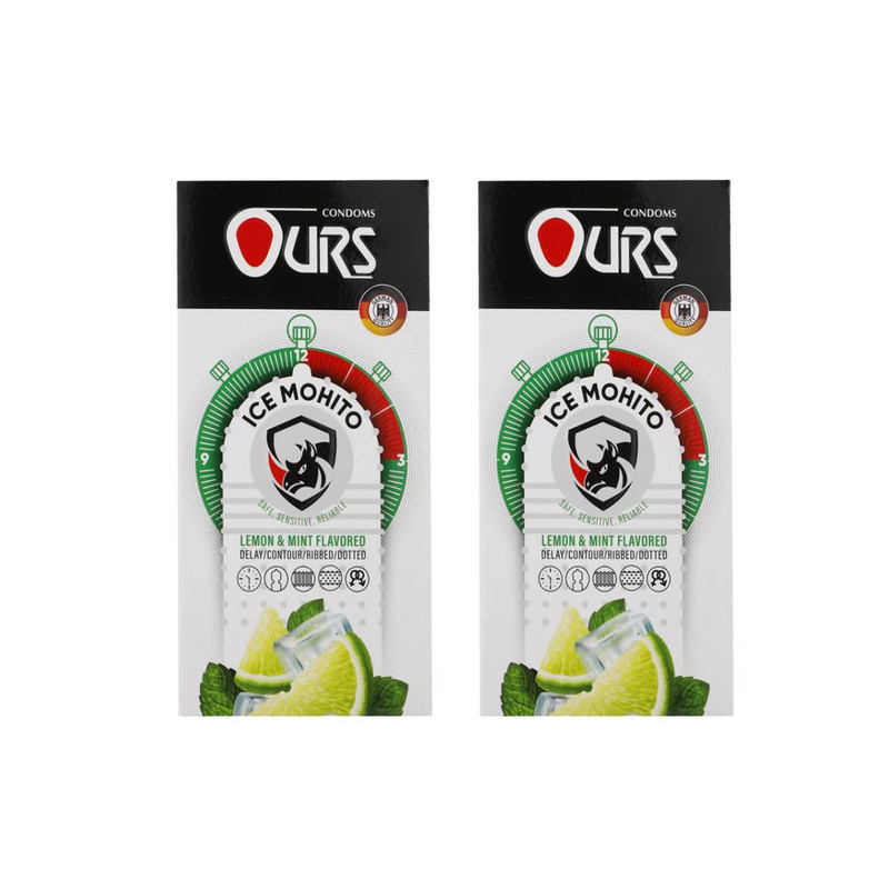 کاندوم خاردار و تاخیری  اورز مدل ICE MOHITO دو بسته 12 عددی