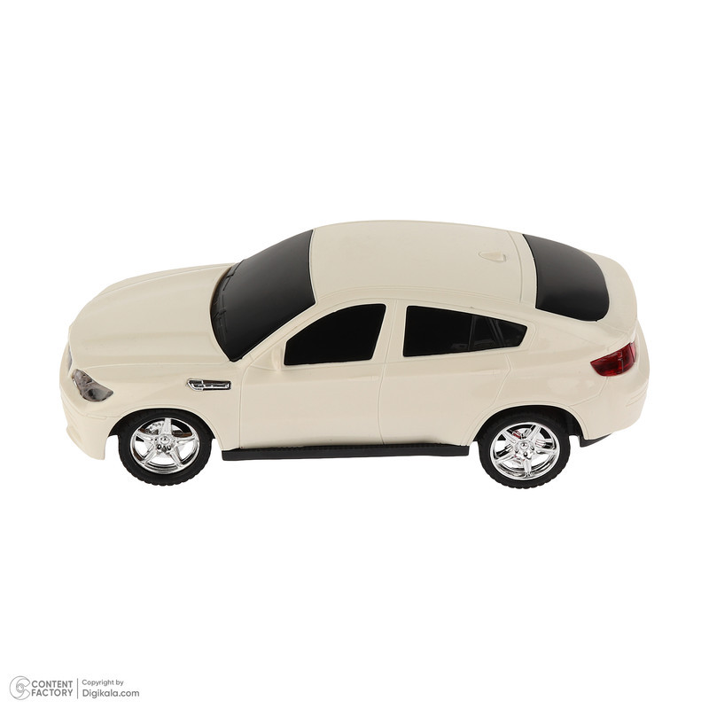 ماشین بازی کنترلی مدل سواری طرح BMW دارای چراغ و قابلیت حرکت در چهار جهت جلو، عقب، چپ و راست، بدنه پلاستیکی سبک و ابعاد 150x70x100 میلی‌متر