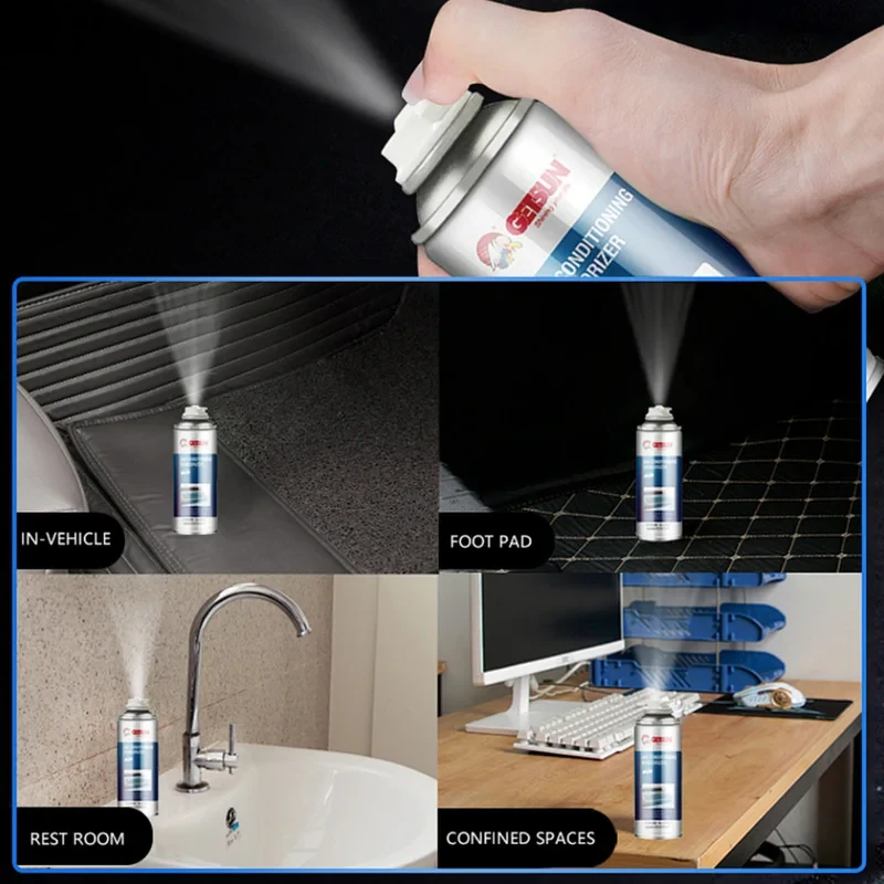 اسپری آنتی باکتریال سیستم تهویه خودرو گتسان مدل GT-9035H با رایحه لیمو حجم 235 میلی‌لیتر