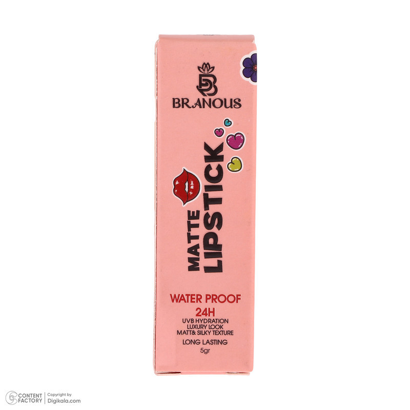رژ لب جامد مات برانوس مدل Long Lasting رنگ سرخابی شماره 612