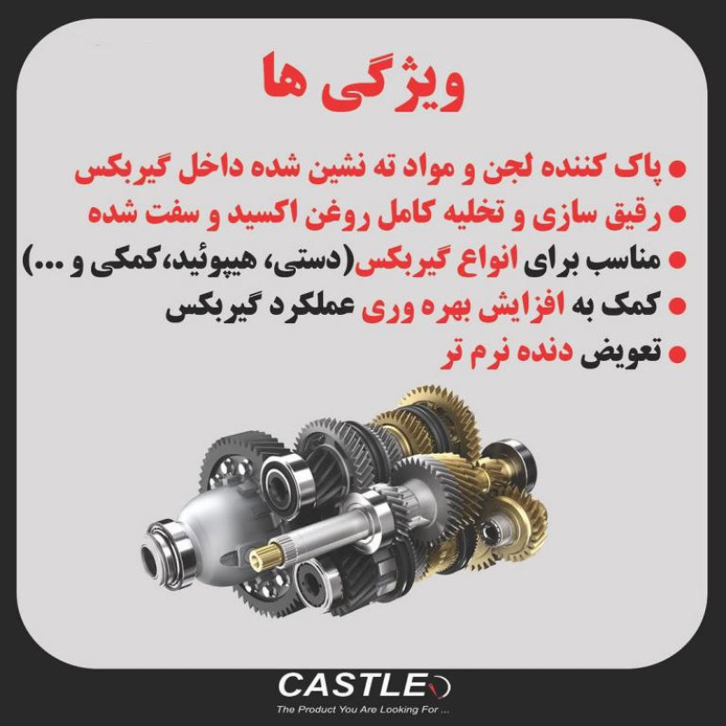 شوینده گیربکس خودرو های بنزینی گازسوز کستل مدل ایزی گیر فلاش حجم 250 میلی لیتر